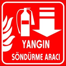 Yangın Söndürme Aracı Aşağı Ok Yardım Tabelası - PVC