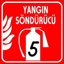 Yangın Söndürücü Numaralı Aşağı Ok Yardım Tabelası - PVC