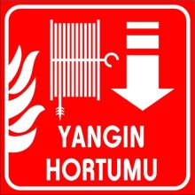 Yangın Hortumu Aşağı Ok Yardım Tabelası - PVC