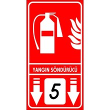 Yangın Söndürücü Numaralı Aşağı Ok Yardım Tabelası - PVC