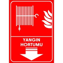 Yangın Hortumu Aşağı Ok Yardım Tabelası - PVC