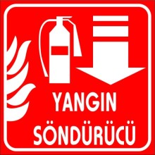 Yangın Söndürme Aracı Aşağı Ok 2 Yardım Tabelası - Metal