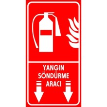 Yangın Söndürme Aracı Aşağı Ok Yardım Tabelası - Metal