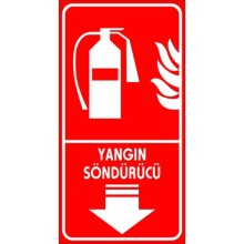 Yangın Söndürme Aracı Aşağı Ok 2 Yardım Tabelası - Metal