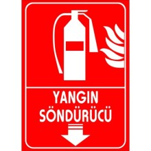 Yangın Söndürme Aracı Aşağı Ok 2 Yardım Tabelası - Metal