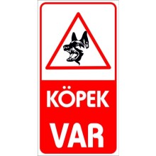 Dikkat Köpek Var Beyaz Zemin Uyarı Tabelası - Sticker