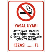 Sigara İçilmez Yasal Uyarı Uyarı Tabelası - PVC