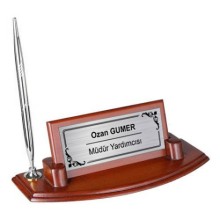 Kişiye Özel Ahşap Masa İsimliği Tek Kalemli | Açelya - Gümüş Gri Parlak Metal