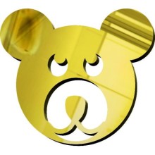 Sevimli Ayıcık Şekilli Yapışkanlı Pleksi Kesim - Altın