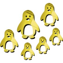 Penguen Şekilli Yapışkanlı Pleksi Kesim - Altın