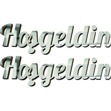 Hoş geldin Şekilli Yapışkanlı Pleksi Kesim - Gümüş