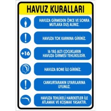 Havuz Kuralları Uyarı Tabelası - Sticker