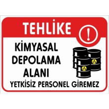 Kimyasal Depolama Alanı Uyarı Tabelası - Sticker