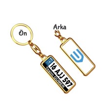 Kişiye Özel Skywell İmge Logo Tema Plaka Anahtarlık - Altın Krom Kaplama