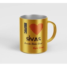 Kişiye Özel Sivas Seninle Daha Güzel Tema Gümüş Kupa - Altın