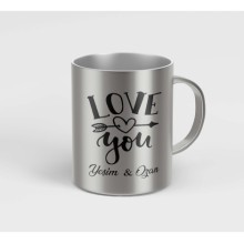 Kişiye Özel I Love You Tema Altın Kupa - Gümüş