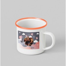 Kişiye Özel Fotoğraf Tasarımlı Siyah Renk Teacup - Turuncu