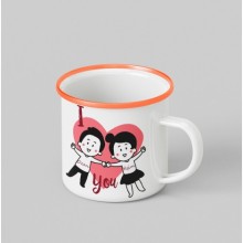 Kişiye Özel lı I Love You Tasarım Siyah Teacup - Turuncu
