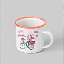 Kişiye Özel 14 Şubat Mesajı Tasarım Siyah Renk Teacup - Turuncu