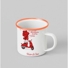 Kişiye Özel  Tasarımlı Siyah Renk Teacup - Turuncu