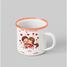 Kişiye Özel Seni Çok Seviyorum Tasarımlı Siyah Renk Teacup - Turuncu