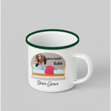 Kişiye Özel  Düşlerimdeki Kadın Tasarım Siyah Teacup - Yeşil