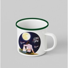 Kişiye Özel I Love You Tema Siyah Teacup - Yeşil