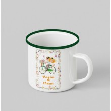 Kişiye Özel Bisiklet Tasarımlı Siyah Renk Teacup - Yeşil
