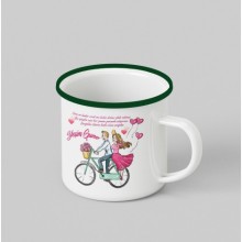 Kişiye Özel 14 Şubat Mesajı Tasarım Siyah Renk Teacup - Yeşil