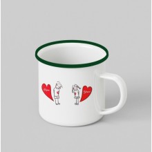 Kişiye Özel Kız Erkek Tasarımlı Siyah Renk Teacup - Yeşil