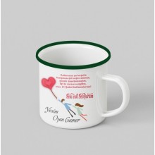 Kişiye Özel 14 Şubat Mesaj Tasarımlı Siyah Renk Teacup - Yeşil