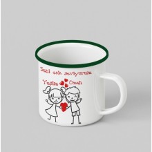 Kişiye Özel Kız Erkek Tasarım Siyah Renk Teacup - Yeşil
