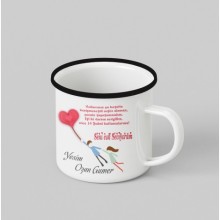 Kişiye Özel 14 Şubat Mesaj Tasarımlı Siyah Renk Teacup - Siyah