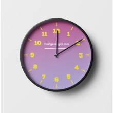 Kişiye Özel Logo Baskı Mor Tasarım Duvar Saati - Siyah