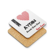 Kişiye Özel Aydın Seninle Daha Güzel Tema Metal Mantar Bardak Altlığı