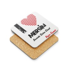 Kişiye Özel Mersin Seninle Daha Güzel Tema Metal Mantar Bardak Altlığı