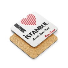 Kişiye Özel İstanbul Seninle Daha Güzel Tema Metal Mantar Bardak Altlığı