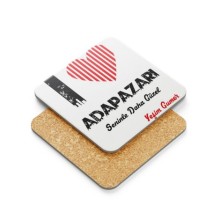 Kişiye Özel Adapazarı Seninle Daha Güzel Tema Metal Mantar Bardak Altlığı