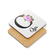 Kişiye Özel O Harfi Temalı Çiçekli Tasarım Metal Mantar Bardak Altlığı