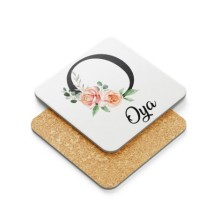 Kişiye Özel O Harfi Temalı Gül Tasarım Metal Mantar Bardak Altlığı