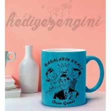 Kişiye Özel Babaların Kralı Temalı Simli Mavi Renk Kupa