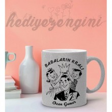 Kişiye Özel Babaların Kralı Temalı Simli Gümüş Renk Kupa