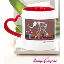 Kişiye Özel Tarih Öğretmeni 2 Temalı Kalp Saplı Kırmızı Kupa