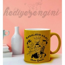 Kişiye Özel Babaların Kralı Temalı Simli Altın Renk Kupa