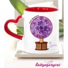 Kişiye Özel Fizik Öğretmeni Temalı Kalp Saplı Kırmızı Kupa