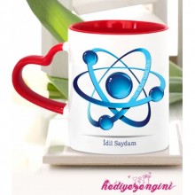 Kişiye Özel Fen Bilgisi Öğretmeni 3 Tema Kalp Saplı Kırmızı Kupa