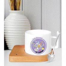 Kişiye Özel Fizik Öğretmeni 5 Tema Ahşap Altlıklı Seramik Fincan