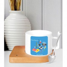 Kişiye Özel Kimya Öğretmeni 10 Tema Ahşap Altlıklı Seramik Fincan