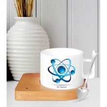 Kişiye Özel Fen Bilgisi Öğretmeni 3 Temalı Ahşap Altlıklı Fincan