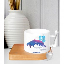 Kişiye Özel Din Kültürü Öğr. Temalı Ahşap Altlıklı Seramik Fincan